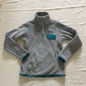 Patagonia Gray and Teal Fleece Jacket